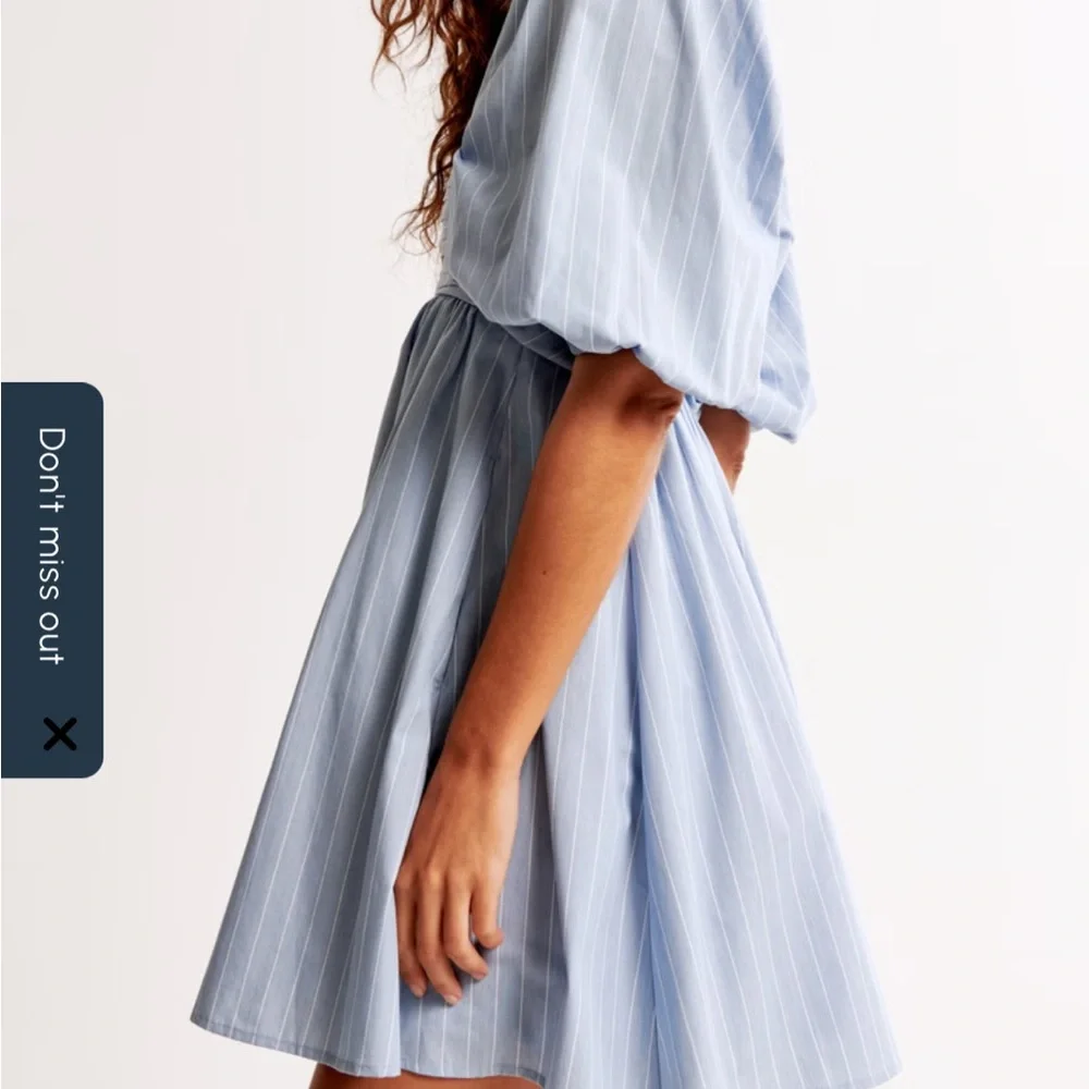 Abercrombie & Fitch Light Blue Puff Sleeve Mini Dress - Picture 4 of 6